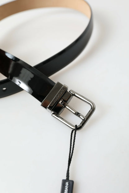 Dolce &amp; Gabbana Black Calf Leather Metal Buckle Men Belt