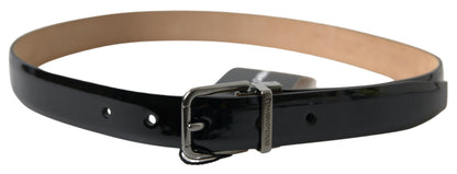 Dolce &amp; Gabbana Black Calf Leather Metal Buckle Men Belt