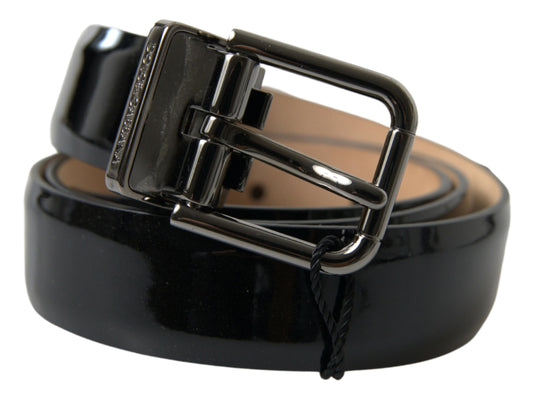 Dolce &amp; Gabbana Black Calf Leather Metal Buckle Men Belt