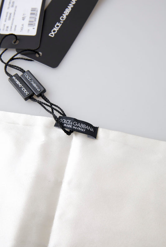 Dolce &amp; Gabbana White Men Wide Waist Silk Belt Cummerbund
