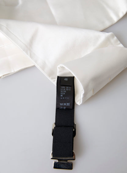 Dolce &amp; Gabbana White Men Wide Waist Silk Belt Cummerbund