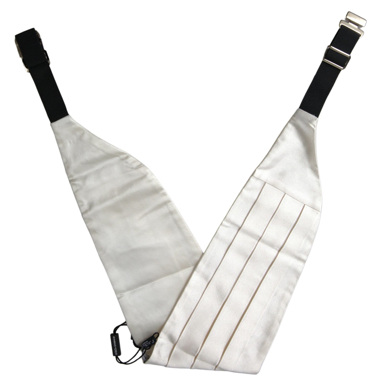 Dolce &amp; Gabbana White Men Wide Waist Silk Belt Cummerbund