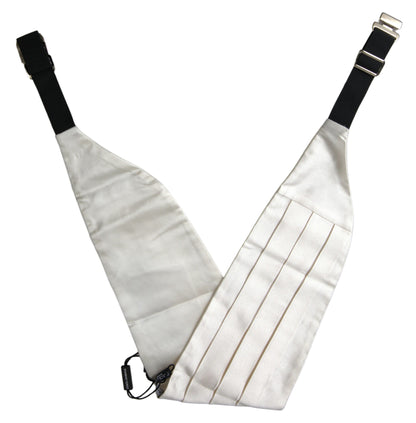 Dolce &amp; Gabbana White Men Wide Waist Silk Belt Cummerbund