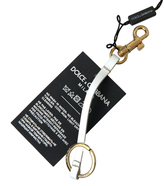 Dolce &amp; Gabbana Black Silicone DG Logo Gold Brass Keychain