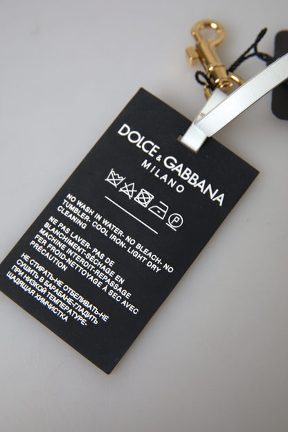 Dolce &amp; Gabbana Black Silicone DG Logo Gold Brass Keychain