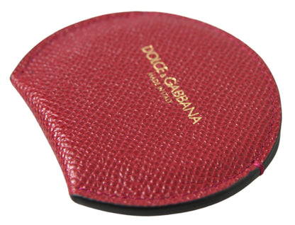 Dolce &amp; Gabbana Red Calfskin Leather Round Hand Mirror Holder