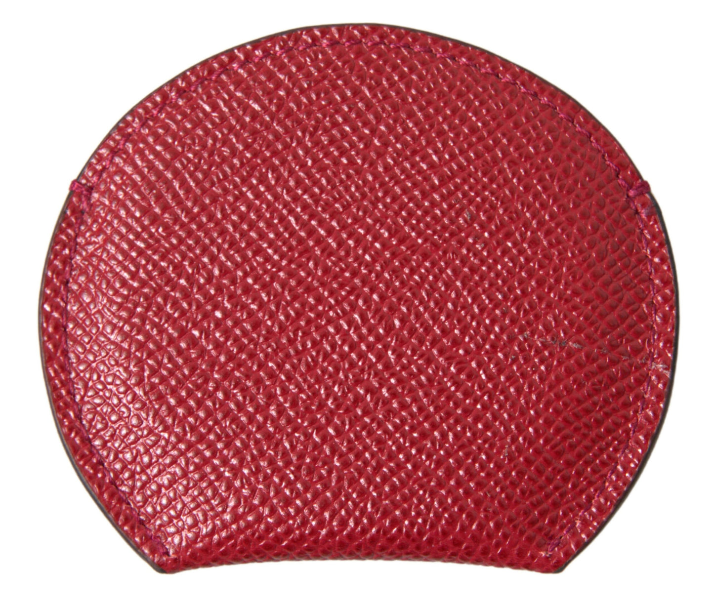 Dolce &amp; Gabbana Red Calfskin Leather Round Hand Mirror Holder