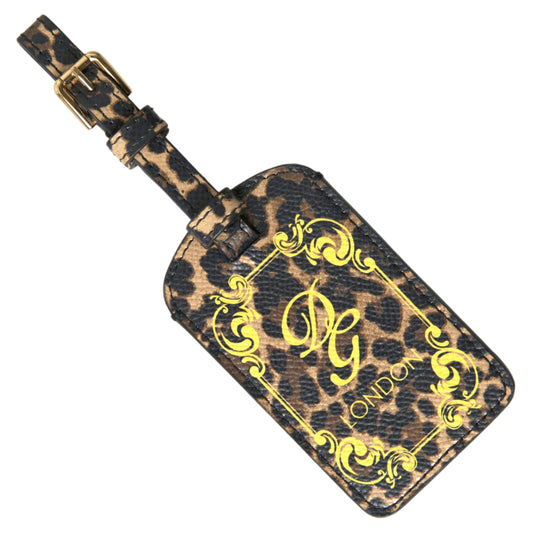 Dolce &amp; Gabbana Multicolor Leopard Dauphine Leather DG Logo Luggage Tag