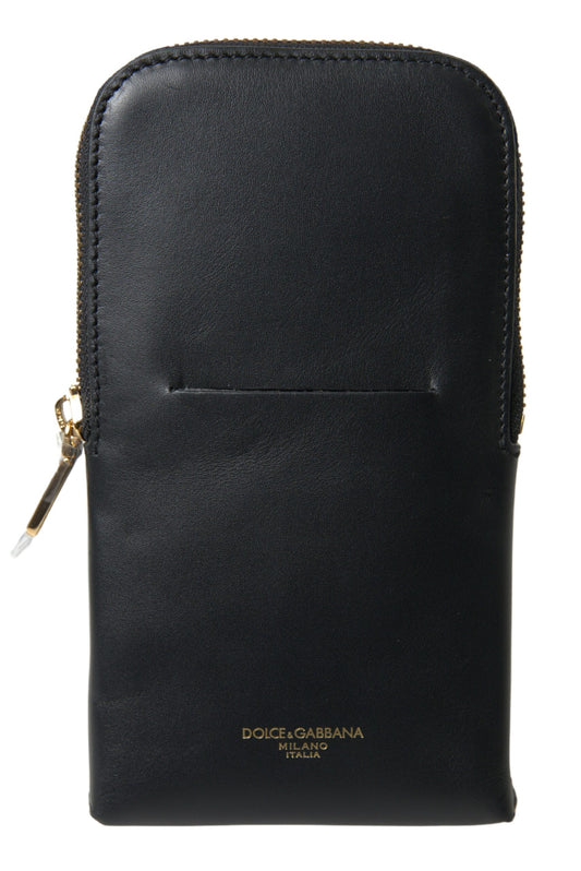 Dolce &amp; Gabbana Schwarze Leder Herren Geldbörse Doppel Gürtel Riemen Armband Tasche