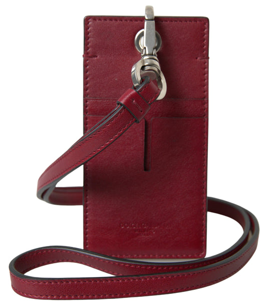 Dolce &amp; Gabbana Rotes Leder-Lanyard-Logo-Kartenetui für Herren