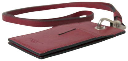 Dolce &amp; Gabbana Rotes Leder-Lanyard-Logo-Kartenetui für Herren