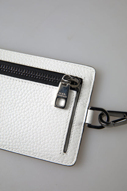 Dolce &amp; Gabbana Herren-Geldbörse mit Logo und Lanyard, Weiß