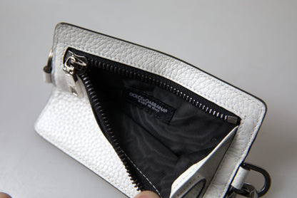Dolce &amp; Gabbana Herren-Geldbörse mit Logo und Lanyard, Weiß
