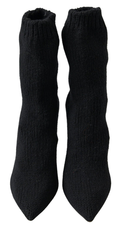 Dolce &amp; Gabbana Black Stiletto Heel Mid Calf Women Boot Shoes