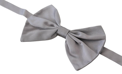 Dolce &amp; Gabbana Fliege Herren Silbergrau Seide Verstellbarer Hals Papillon