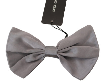 Dolce &amp; Gabbana Fliege Herren Silbergrau Seide Verstellbarer Hals Papillon