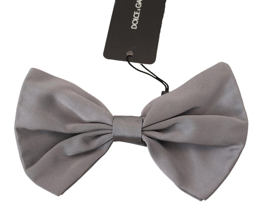 Dolce &amp; Gabbana Fliege Herren Silbergrau Seide Verstellbarer Hals Papillon