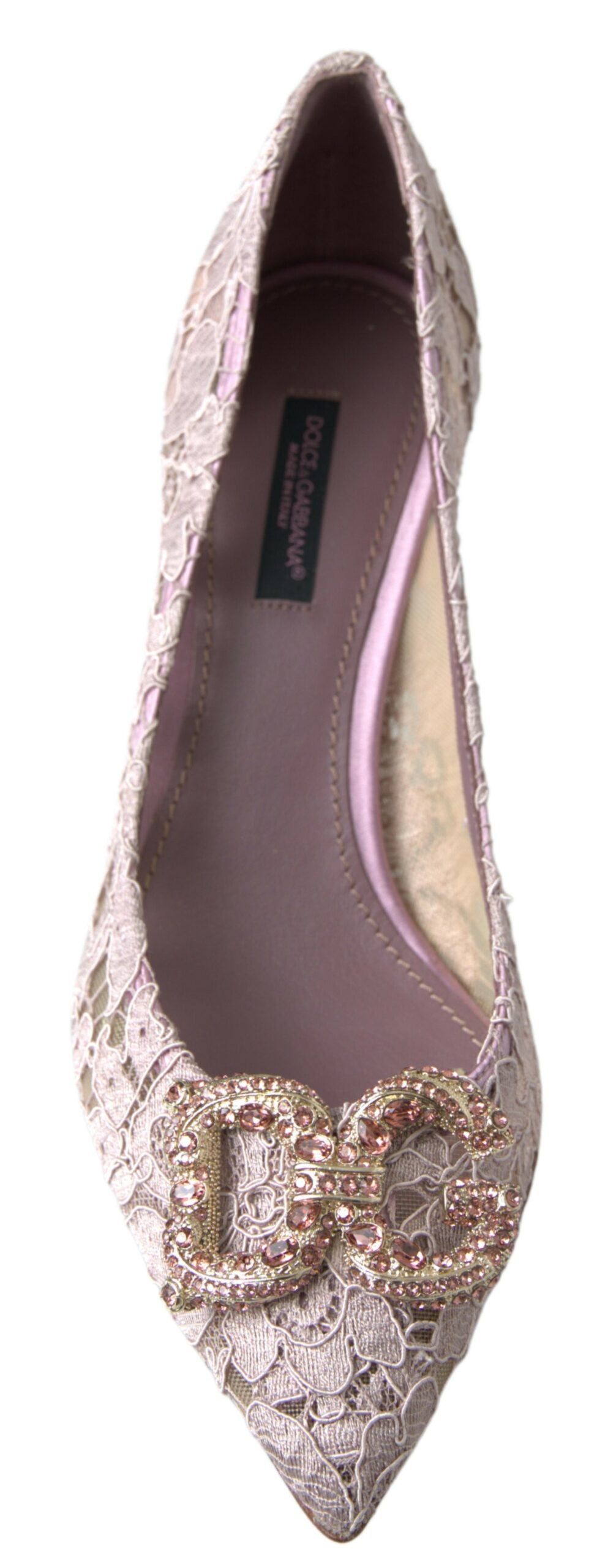 Dolce &amp; Gabbana – Pumps mit Blumenspitze und Kristallen in Rosa