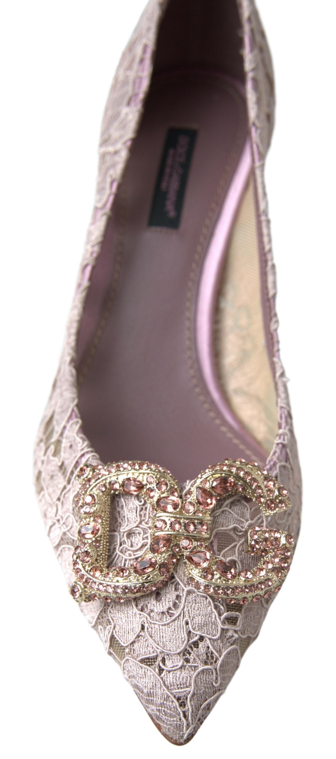 Dolce &amp; Gabbana – Pumps mit Blumenspitze und Kristallen in Rosa