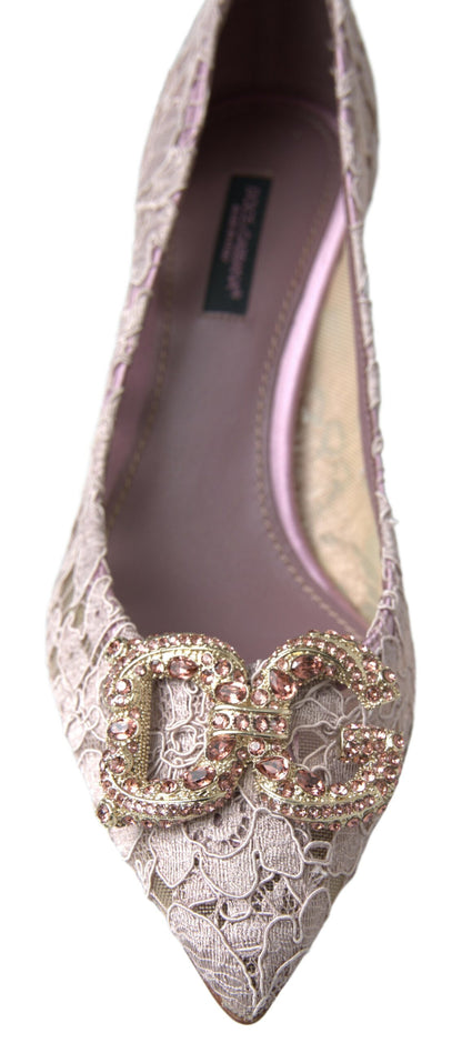 Dolce &amp; Gabbana – Pumps mit Blumenspitze und Kristallen in Rosa