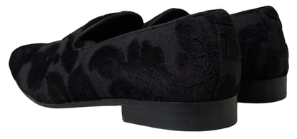 Dolce &amp; Gabbana – Formelle Loafer aus schwarzem Brokat