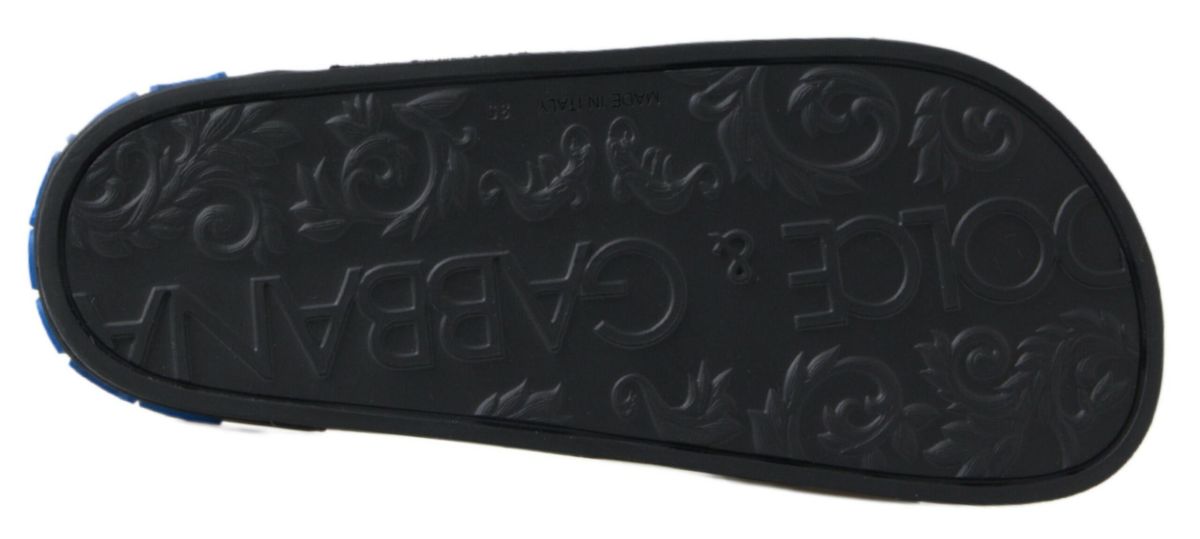 Dolce &amp; Gabbana Schwarze Slides Sandalen Strand Saint Barth Schuhe