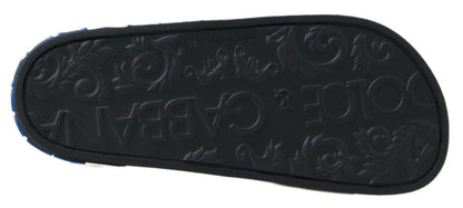 Dolce &amp; Gabbana Schwarze Slides Sandalen Strand Saint Barth Schuhe
