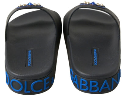 Dolce &amp; Gabbana Schwarze Slides Sandalen Strand Saint Barth Schuhe