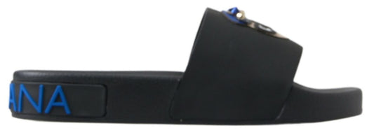 Dolce &amp; Gabbana Schwarze Slides Sandalen Strand Saint Barth Schuhe