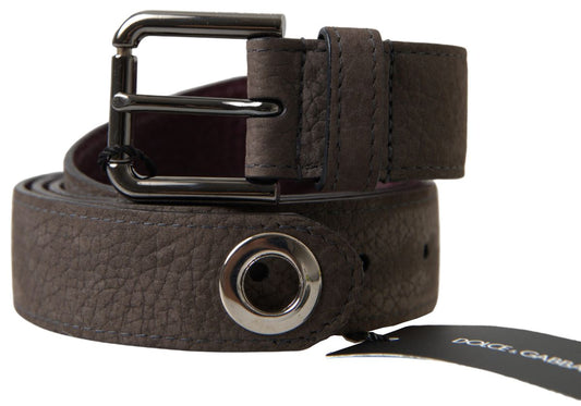 Dolce &amp; Gabbana Brown Leather Metal Buckle Men Cintura Belt
