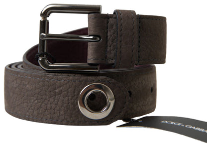 Dolce &amp; Gabbana Brown Leather Metal Buckle Men Cintura Belt