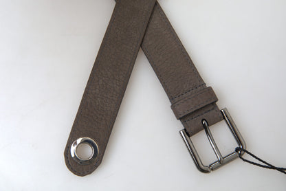Dolce &amp; Gabbana Brown Leather Metal Buckle Men Cintura Belt