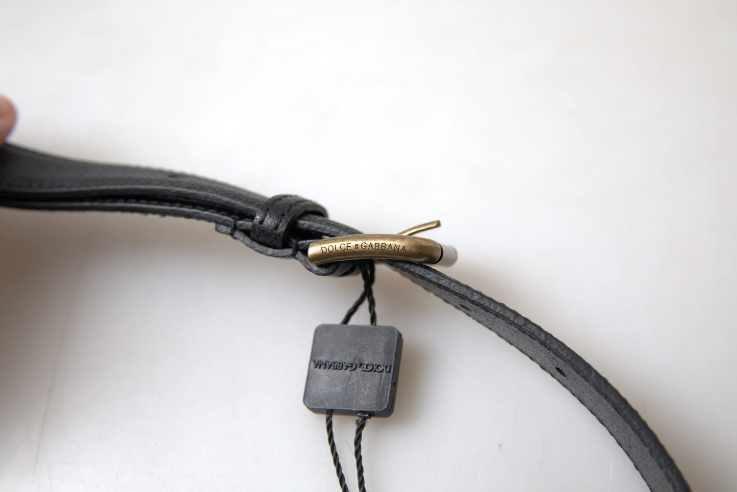 Dolce &amp; Gabbana Black Leather Gold Metal Buckle Men Belt