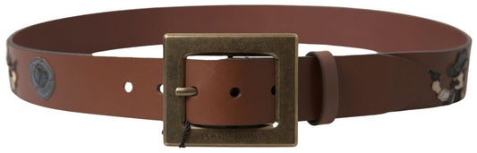 Dolce &amp; Gabbana Brown Leather #DGFAMLY Square Buckle Belt