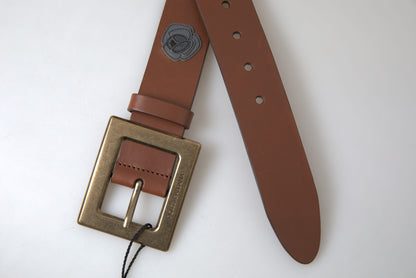 Dolce &amp; Gabbana Brown Leather #DGFAMLY Square Buckle Belt
