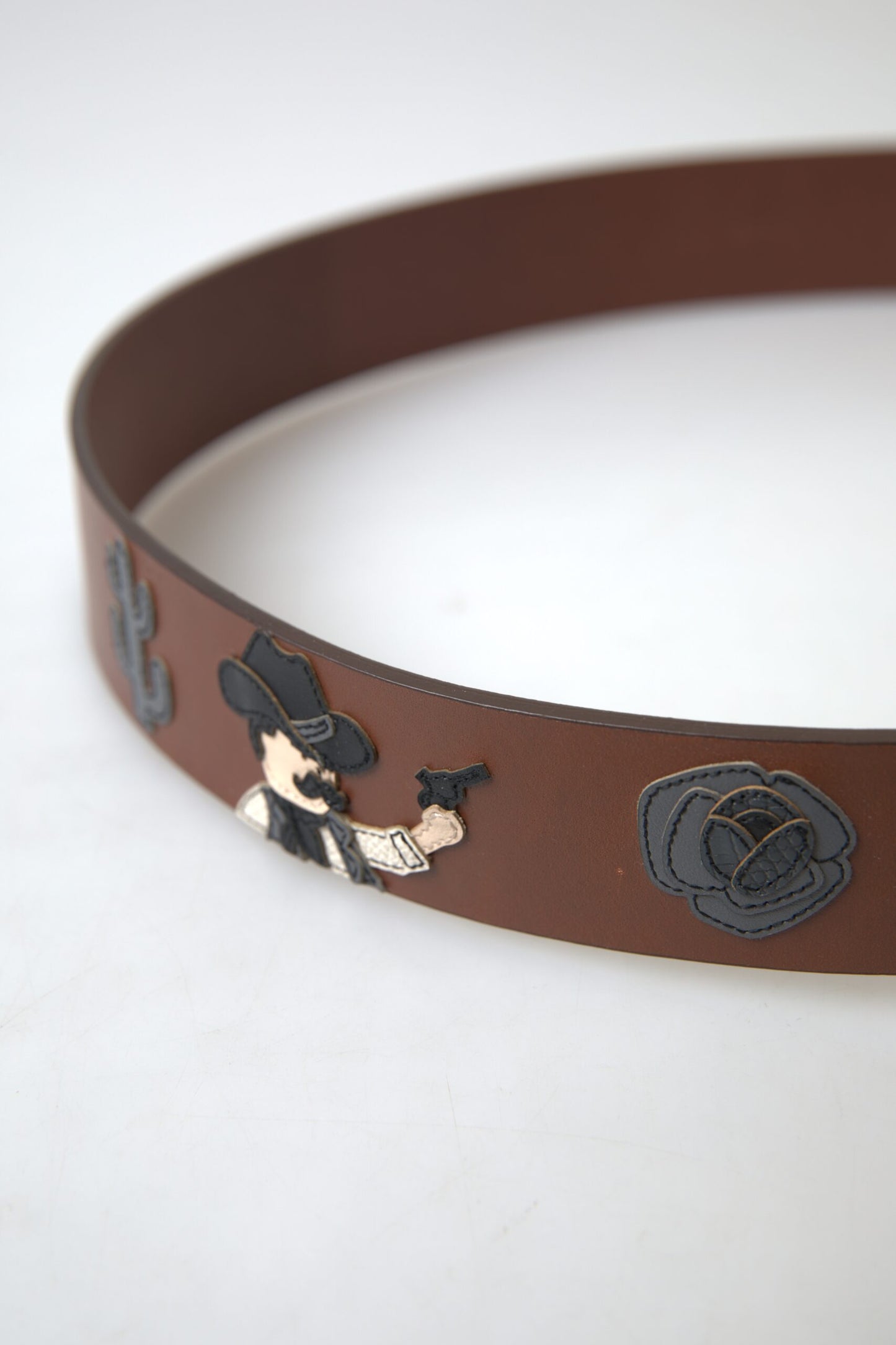 Dolce &amp; Gabbana Brown Leather #DGFAMLY Square Buckle Belt
