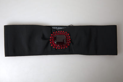 Dolce &amp; Gabbana – breiter Laufsteggürtel aus Messing in Schwarz mit Kristallen