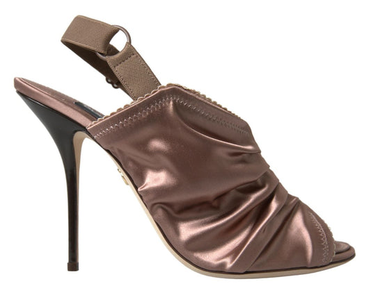 Dolce &amp; Gabbana Hellbraune Slingback-Stilettos im Korsett-Stil mit Verschluss