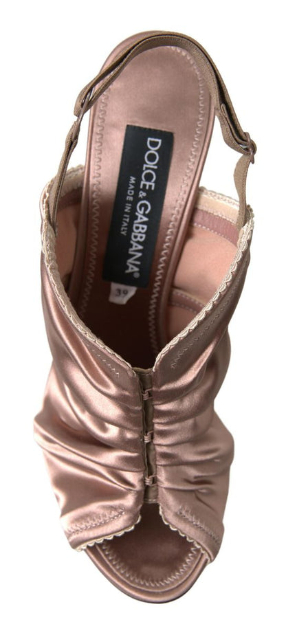 Dolce &amp; Gabbana Hellbraune Slingback-Stilettos im Korsett-Stil mit Verschluss