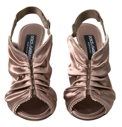 Dolce &amp; Gabbana Hellbraune Slingback-Stilettos im Korsett-Stil mit Verschluss
