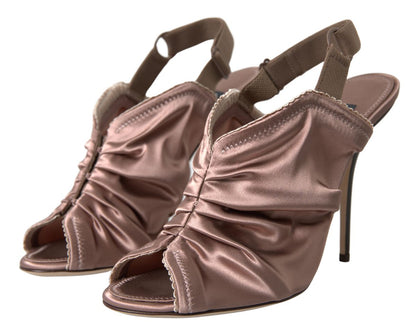 Dolce &amp; Gabbana Hellbraune Slingback-Stilettos im Korsett-Stil mit Verschluss