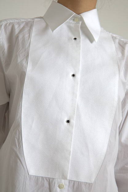 Dolce &amp; Gabbana Cotton Collared Long Sleeves Shirt White