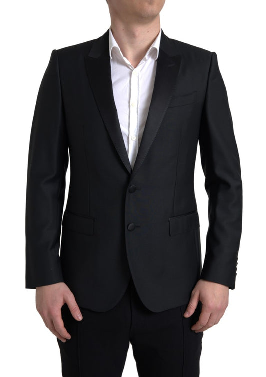 Dolce &amp; Gabbana – Einreihiger MARTINI-Blazer aus schwarzer Wolle