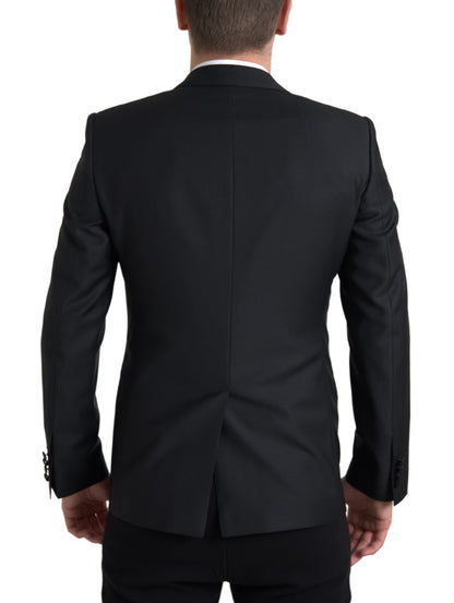 Dolce &amp; Gabbana – Einreihiger MARTINI-Blazer aus schwarzer Wolle
