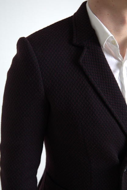 Dolce &amp; Gabbana – Lilafarbener, zweireihiger Blazer mit Logostickerei