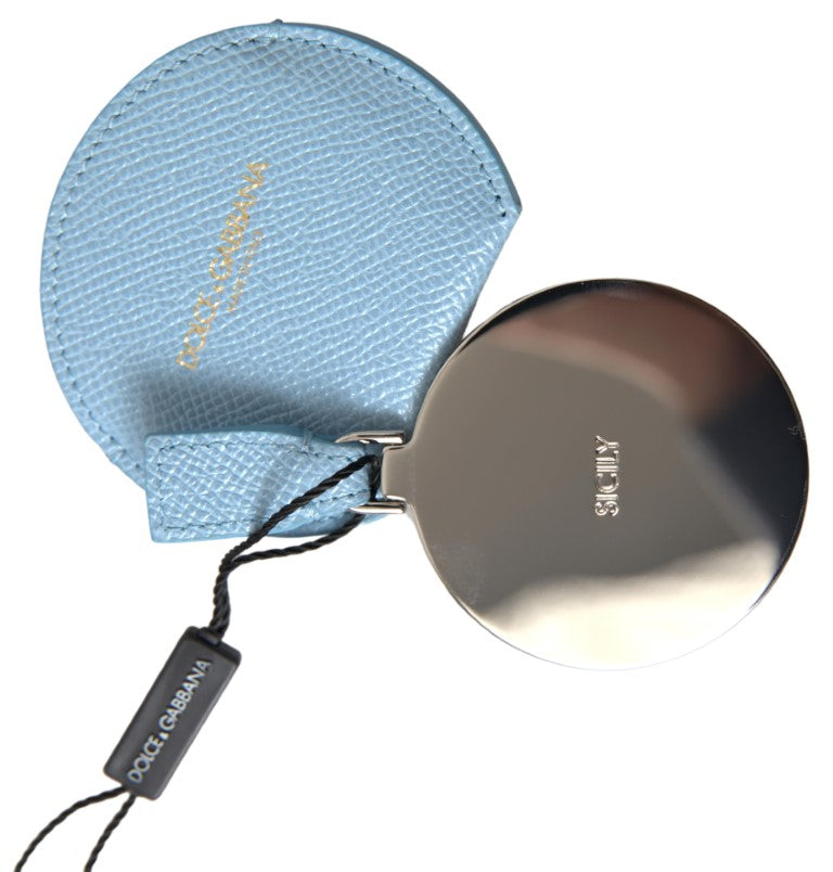 Dolce &amp; Gabbana Light Blue Calfskin Leather Mirror Holder