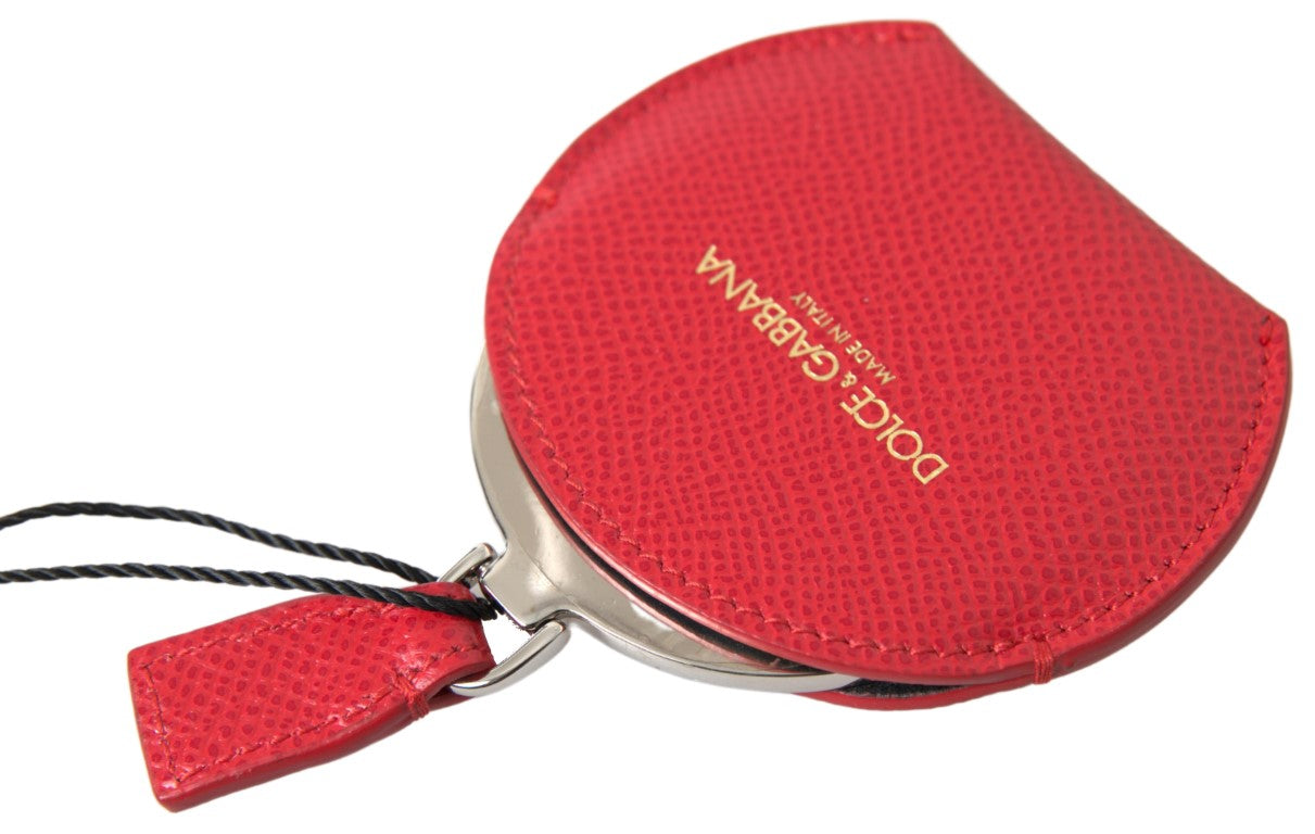 Dolce &amp; Gabbana Red Calfskin Leather Hand Mirror Holder