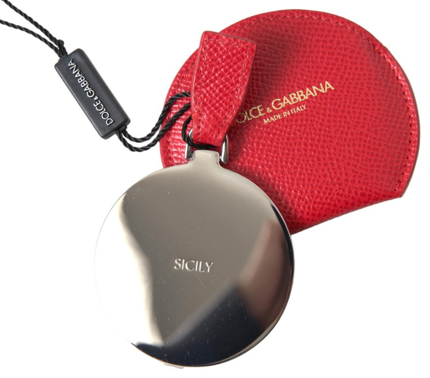 Dolce &amp; Gabbana Red Calfskin Leather Hand Mirror Holder