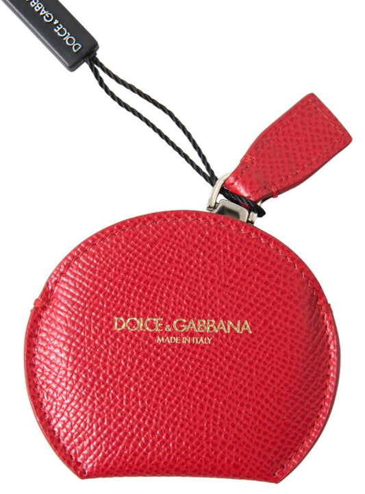Dolce &amp; Gabbana Red Calfskin Leather Hand Mirror Holder