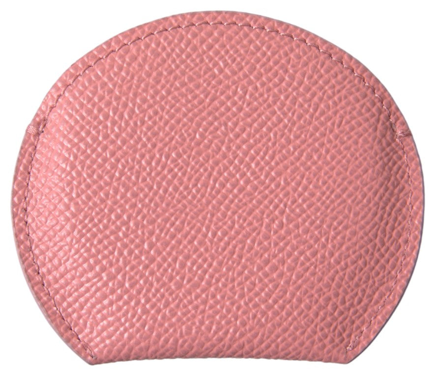 Dolce &amp; Gabbana Pink Calfskin Leather Round Mirror Holder